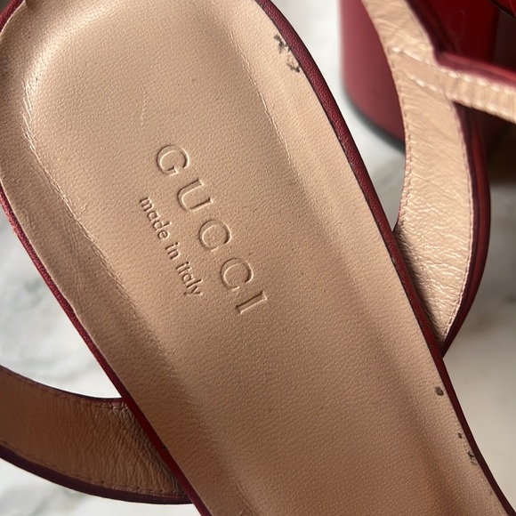 Gucci red leather, Marmont block heel sandals - Picture 5 of 7